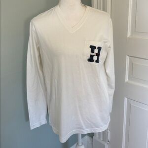 White Tommy Hilfiger long sleeve beaded T-Shirt Long Sleeve Patriotic Medium